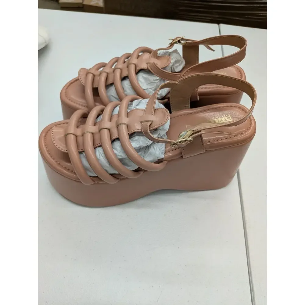 Sandals Style Strategy Women Nude Strappy Sandals Ankle Strap Summer